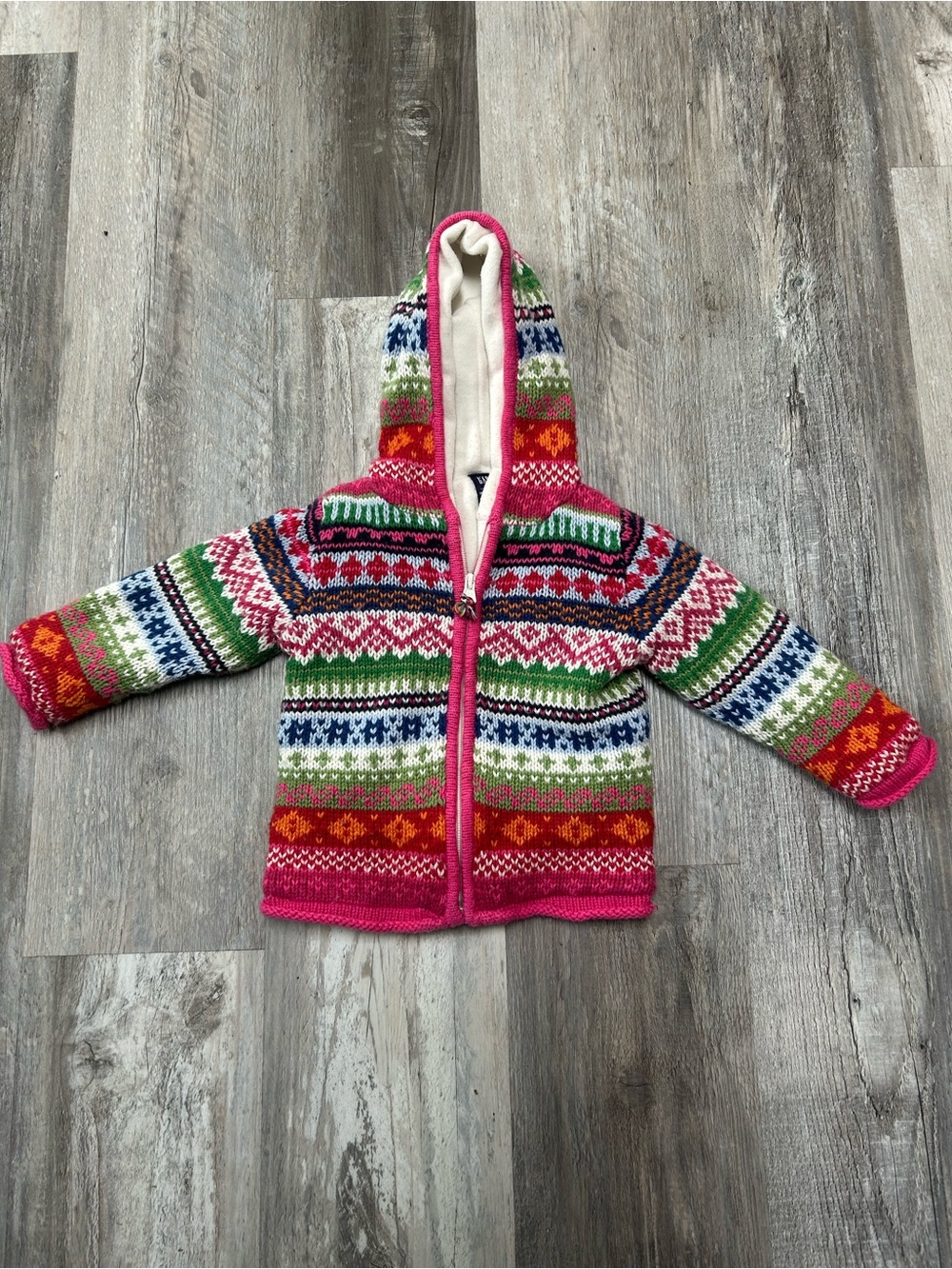 Baby Gap Zip Up Sweater With Good Fair Isle Pattern Fleece Lined  18-24 Months